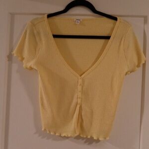 Garage Butter Yellow Ribbed Top